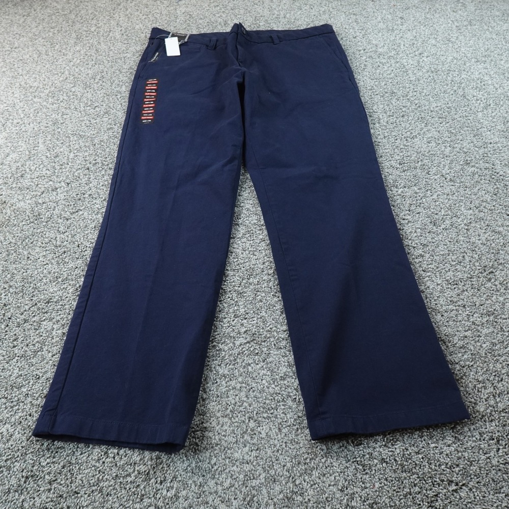 NEW Roundtree Yorke‎ Pants Mens 40X30 Blue Chino Trouser Flat Front Stretch Tech